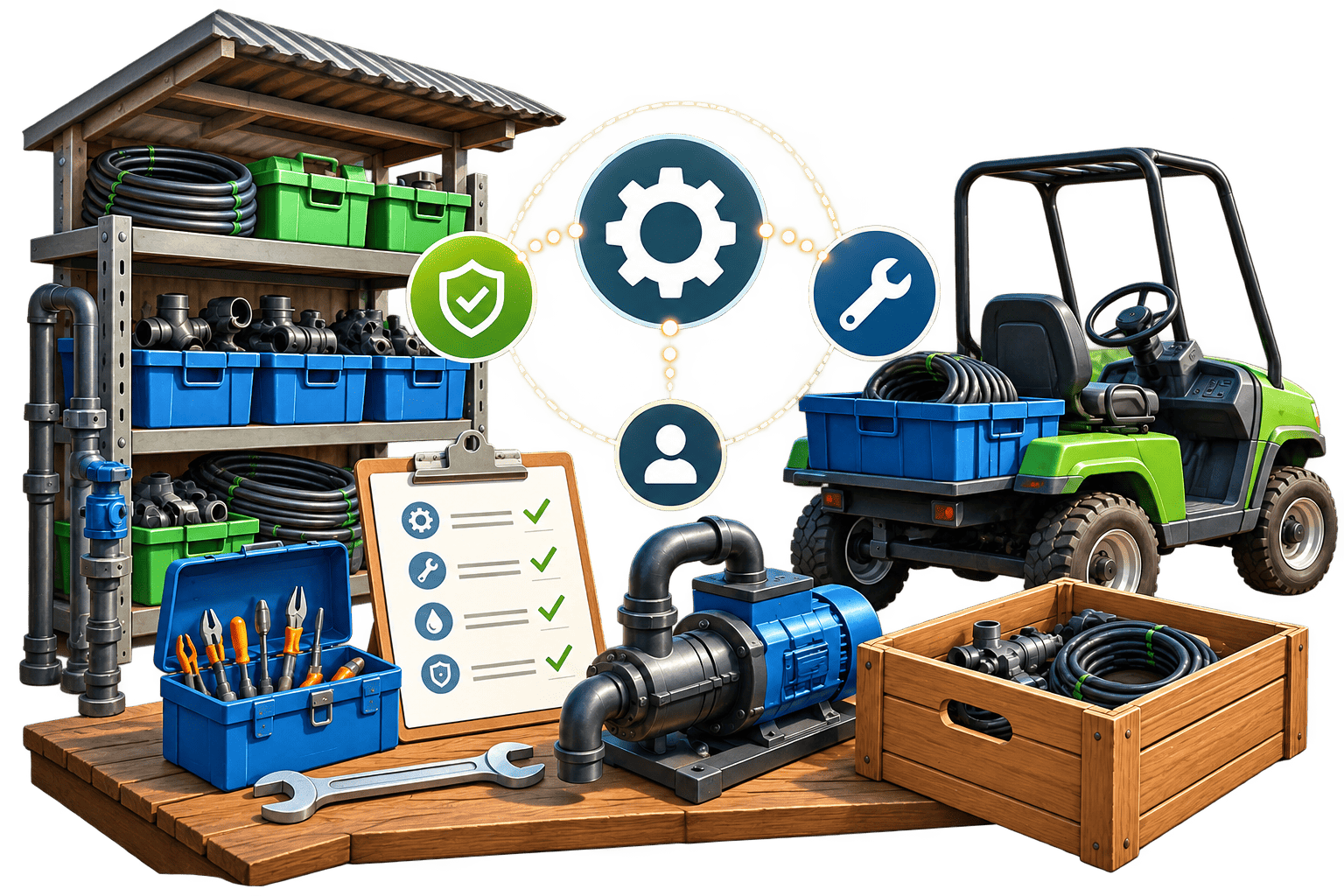 Farm equipment inventory, assignment, and return management